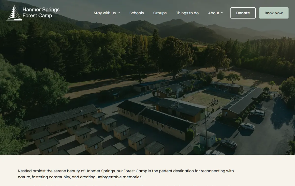 Hanmer Springs Forest Camp website built by Slightly Different