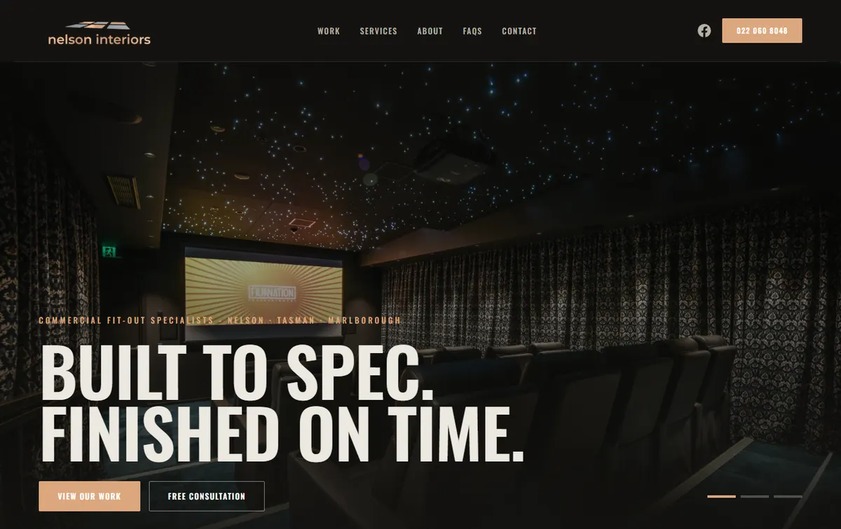 Nelson Interiors website built by Slightly Different