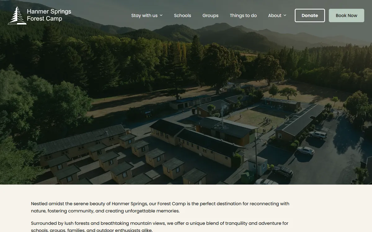 Hanmer Forest Camp website home page