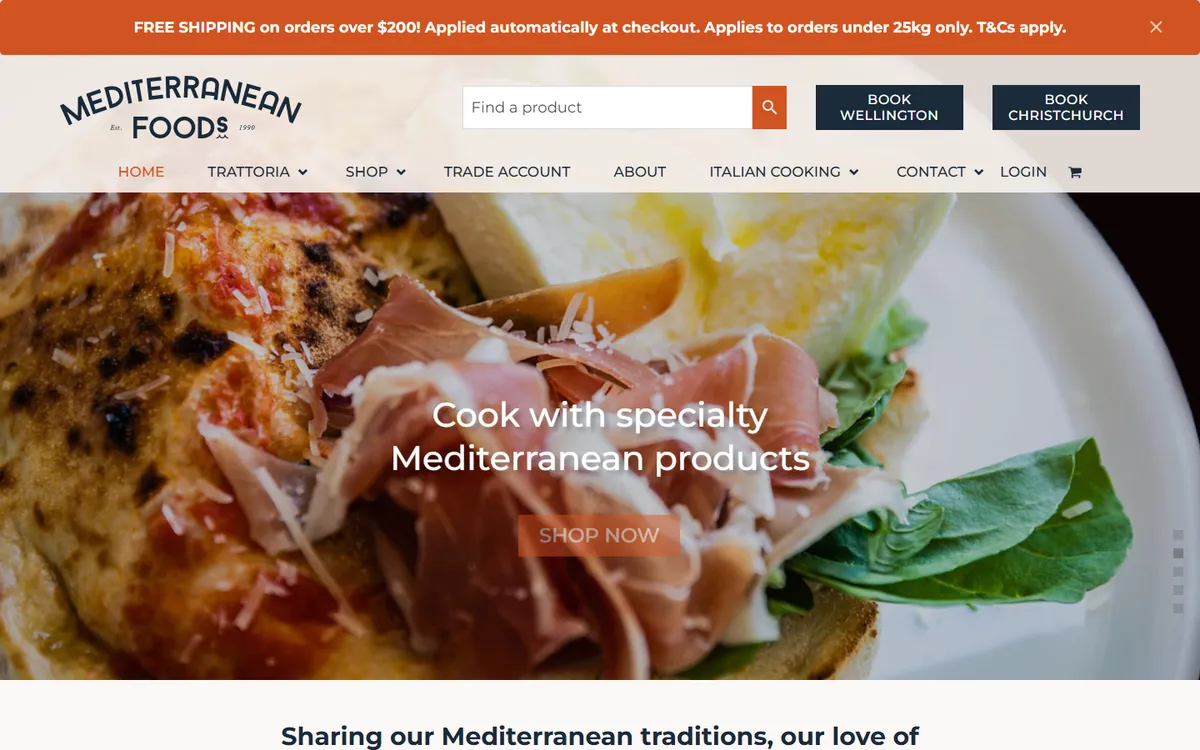 Mediterranean Foods website home page