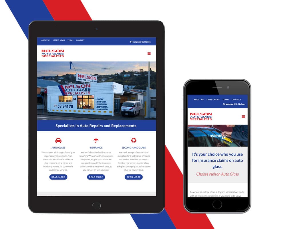 Nelson-Auto-Glass-Feature-Image Image of website created by Slightly Different Ltd