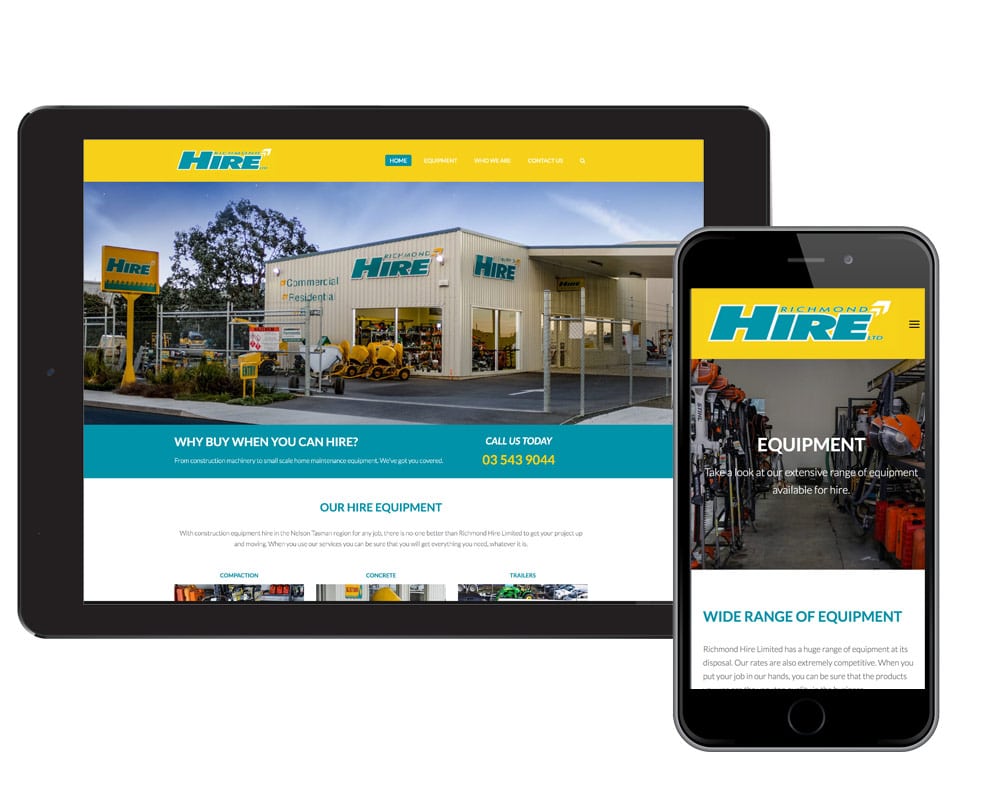 web design nelson - Richmond Hire website