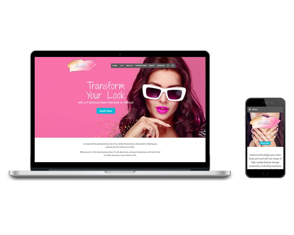 Vibe Hair and Beauty Website by Slightly Different Ltd