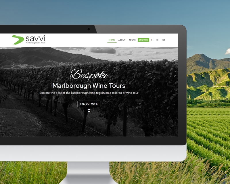 Image of Savvi Wine Tours website designed by Slightly Different Ltd