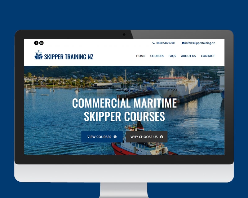 Image of Skipper Training NZ website designed by Slightly Different Ltd