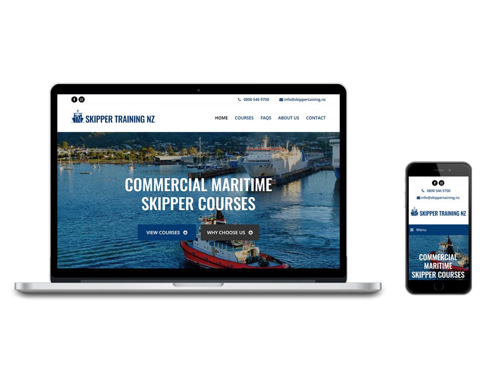 Image of Skipper Training NZ website designed by Slightly Different Ltd