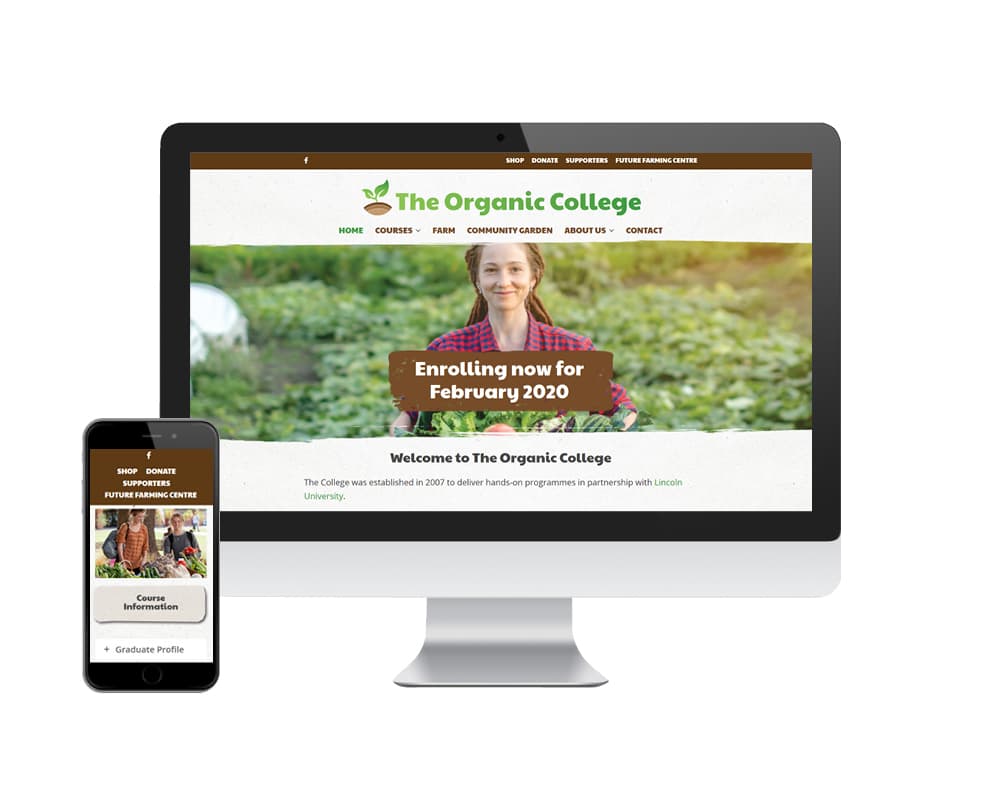 Image of The Organic College website designed by Slightly Different Ltd