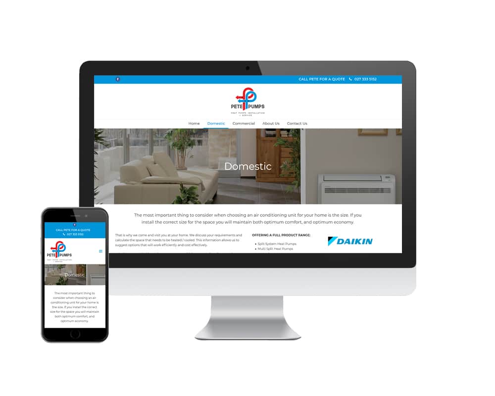 Pete Pumps website designed by Slightly Different Ltd