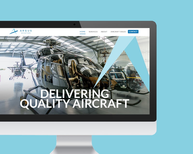 Image of Argus Aviation website designed by Slightly Different Ltd