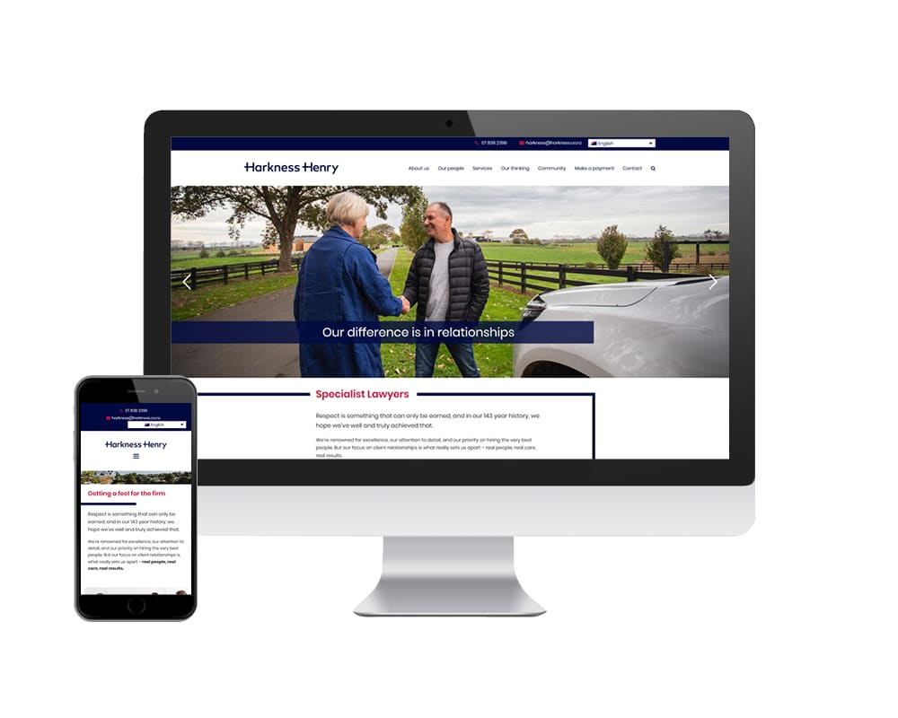 Image of Harkness Henry website design by Slightly Different Ltd