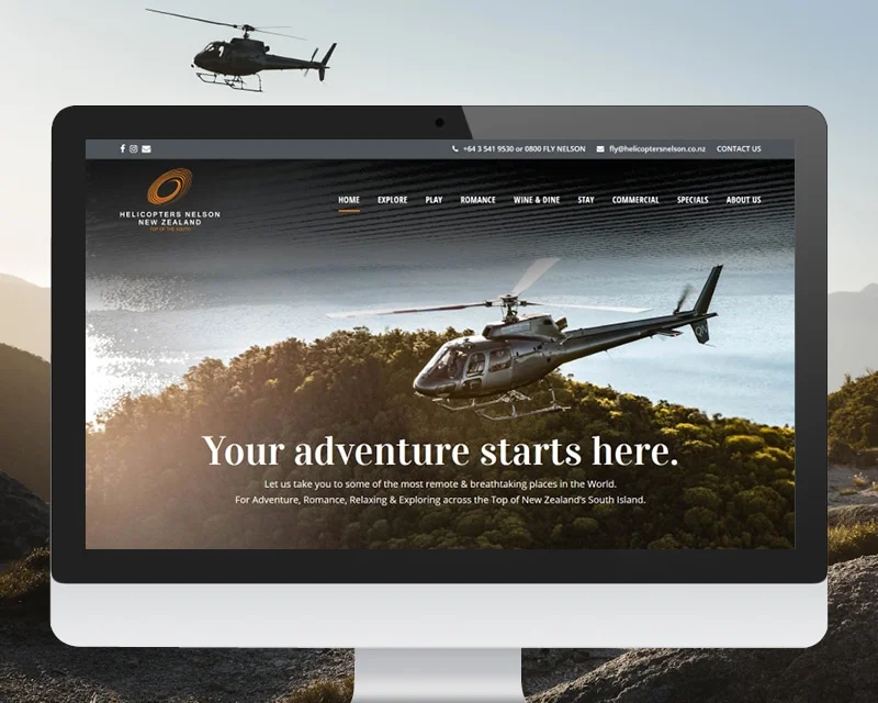 Helicopters Nelson website by Slightly Different Ltd