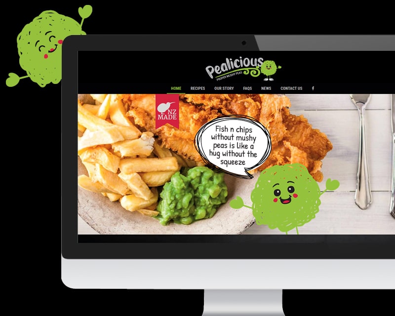 Image showing fish, chips and mushy peas with a cartoon pea character